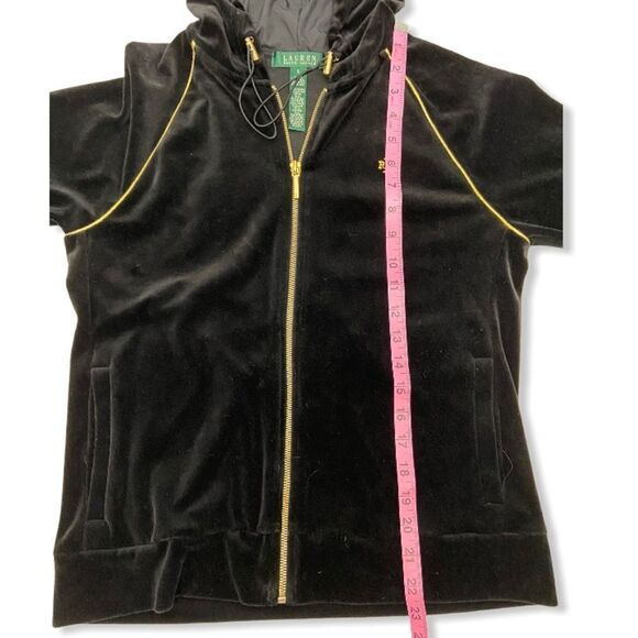 LRL Lauren Ralph Lauren Black/Gold Velour Tracksuit - Picture 6 of 14